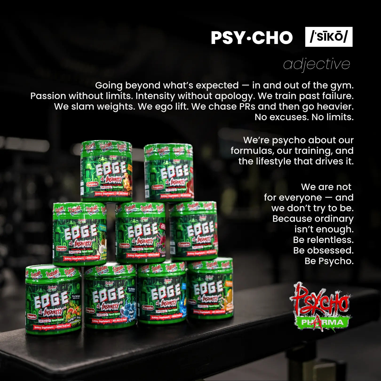Psycho Pharma Edge of Insanity Pre-Workout (25 Servings) Fitness