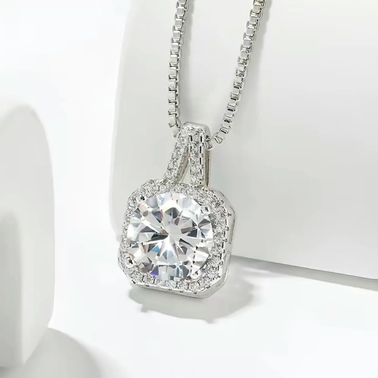 Luxury Square Moissanite Necklace for Women Mother Daughter Wife Gift Necklace i love my girlfriend gifts for girlfriend gifts for women christmas gifts for women anniversary gifts for her gifts for mom Pendant With Zirconia Mother'birthday gift,wed gift