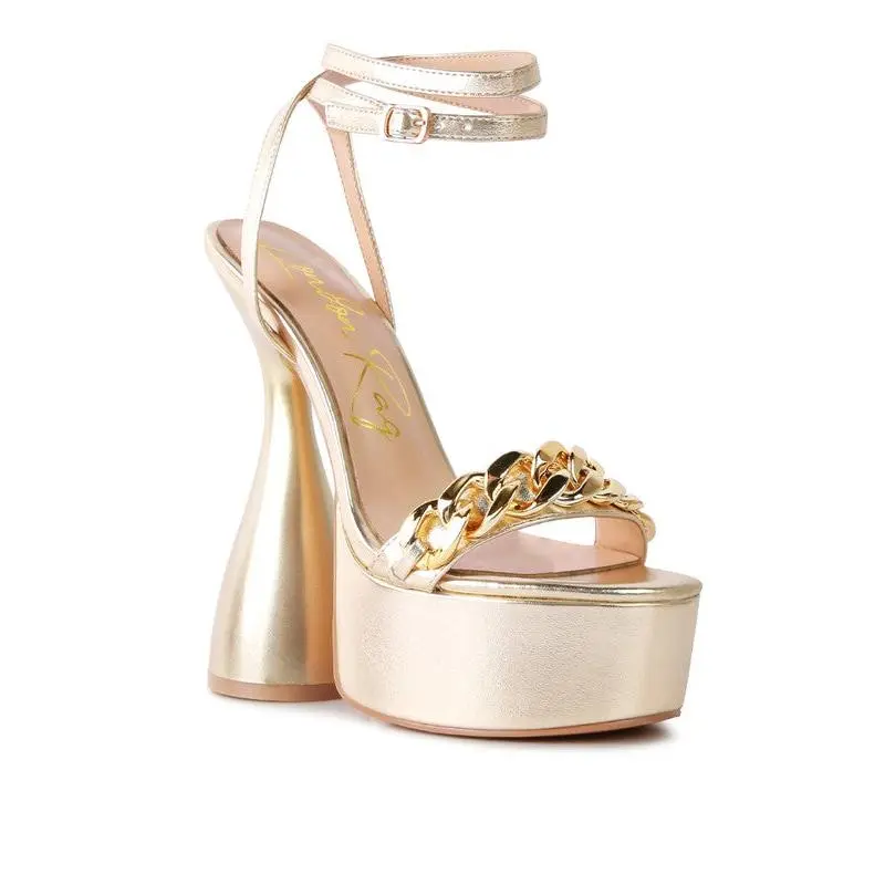 METALLIC PLATFORM HEELS