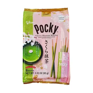 GLICO POCKY Sakura Matcha 8 Pack - Japanese Limited Edition Cookie Sticks, Cherry Blossom, Seasonal