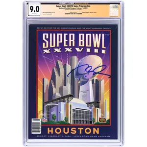 Tom Brady New England Patriots Autographed February 1, 2004 Super Bowl XXXVIII CGC Authenticated 9.0 Program - Fanatics Authentic Certified