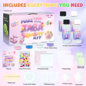 Make Your Own Taba Squishy Kit of Big Cat Paw Glow-in-The-Dark AS A GIFT girl stuff to buy Rubber Tree Slime