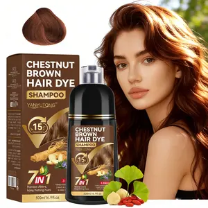 500ML Chestnut Color Dye Shampoo, Ammonia-Free Plant-Based Formula, Covers Hair, Suitable for Sensitive Scalp, One-Step Coloring