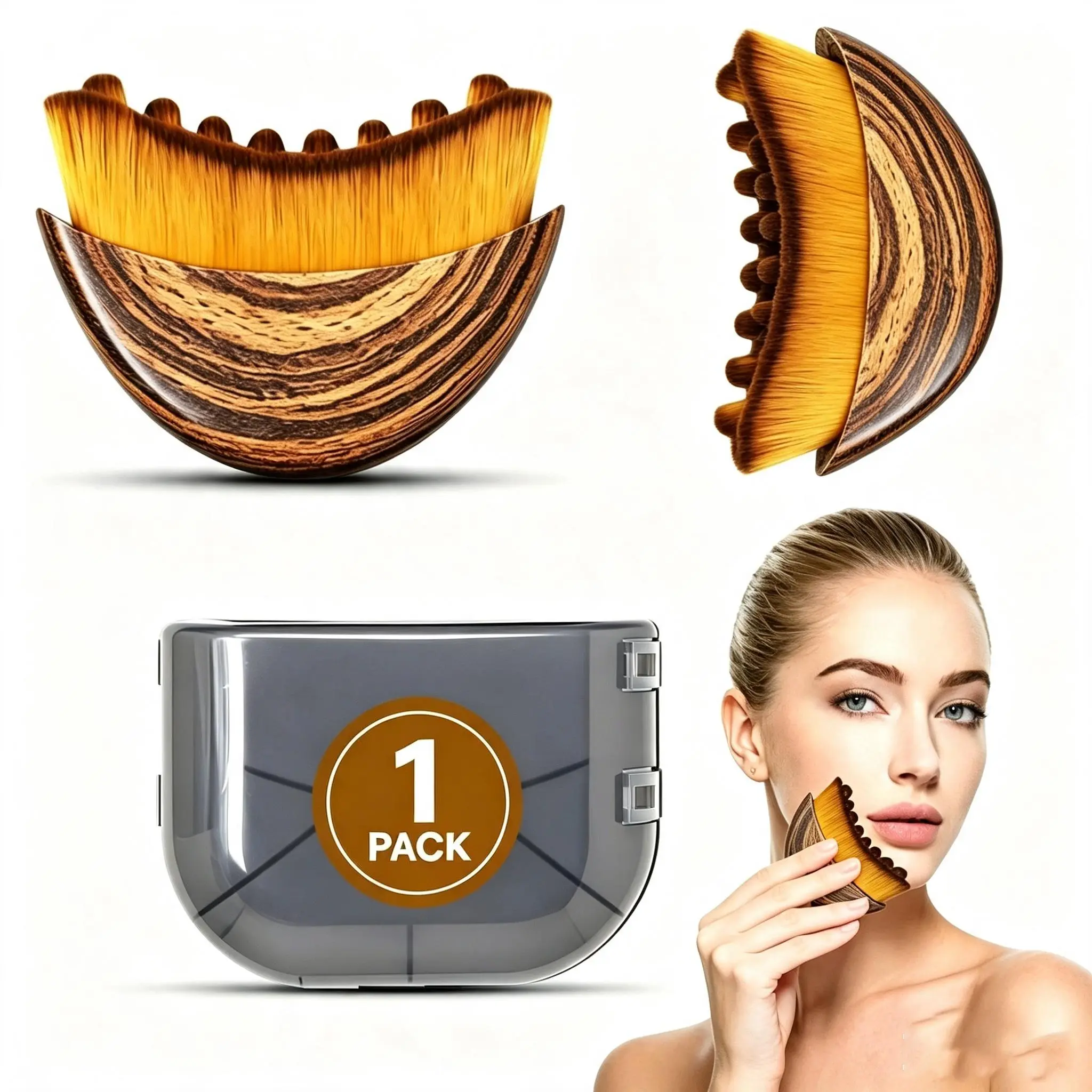 1 Pack Lymphatic Contour Face Brush for Jawline Sculpting & Morning Puffiness | Back to School Glow Up Gift for Women, Soft Bristle Facial Dry Brushing Massager for Lymphatic Drainage & Fatigue Relief (Summervibes)