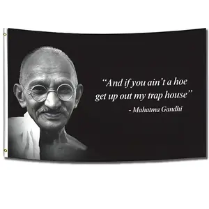 Gandhi Flag 3x5 FT Banner Dorm Banner with Two Brass Grommets for College Party Indoor Decorations