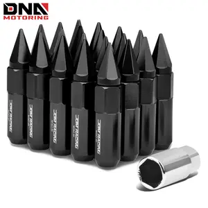 JDM Aluminum Spiked Lug Nuts+Adapter 20Pcs/Set M12X1.5 20mm OD/90mm Tall