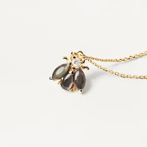 S925 Sterling Silver Colorful Zircon Bee Necklace Niche Design Gold Collarbone Chain Simple Female Animal Pendant