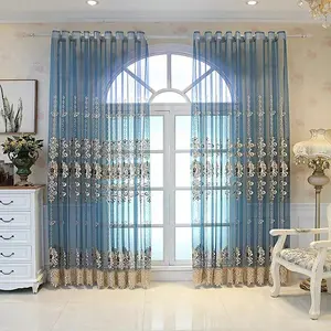 Embroidered Mesh Curtain, 2 Counts Modern Simple Window Curtain, Window Drapes for Home Living Room Bedroom Decor