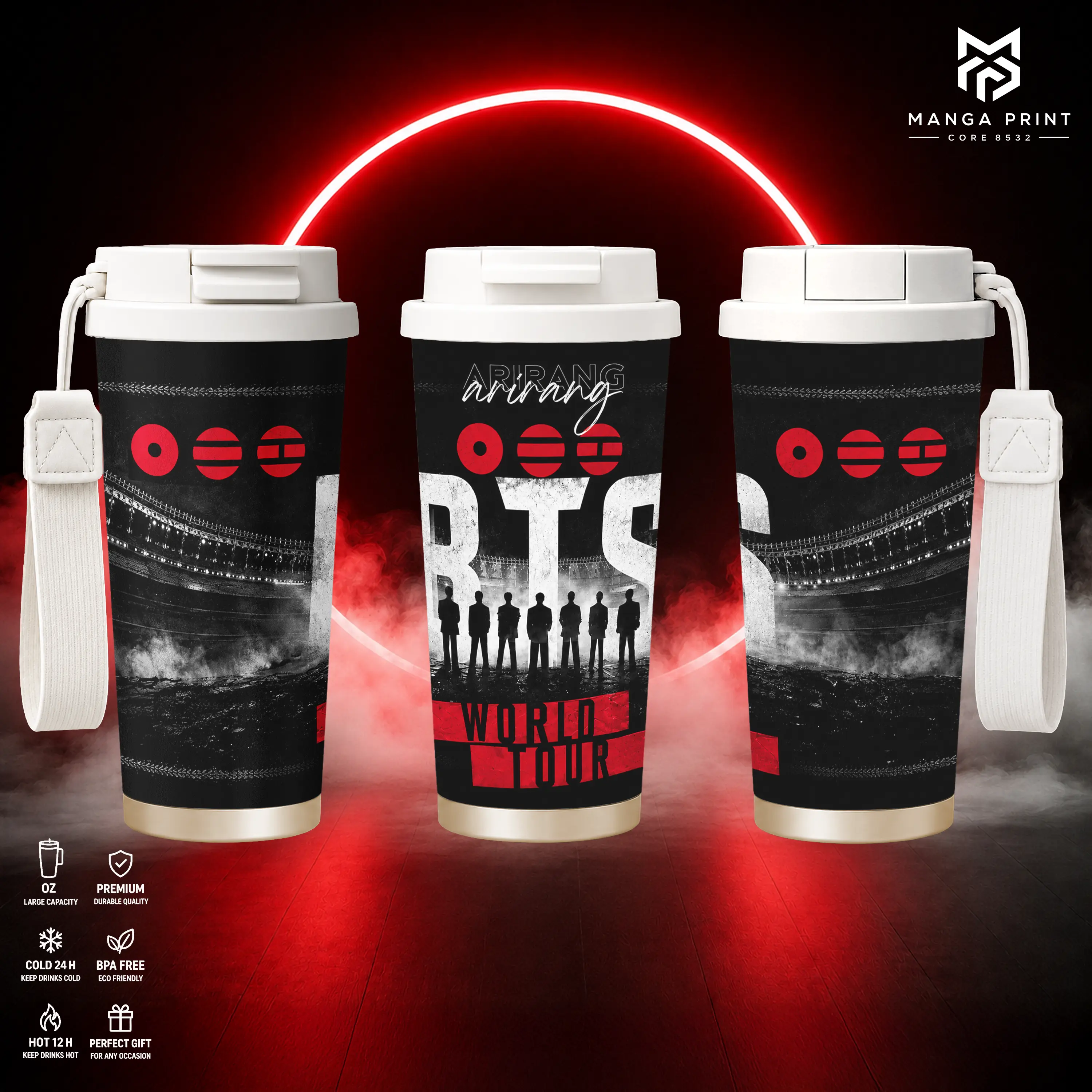 Insulated Tumbler World Tour Kpop Boy Bang Ariang Stainless Steel 17oz 24oz 30oz Vacuum Insulated Travel Mug Hot Cold Coffee Cup Reusable Drinkware Gift for Kpop Music Fans