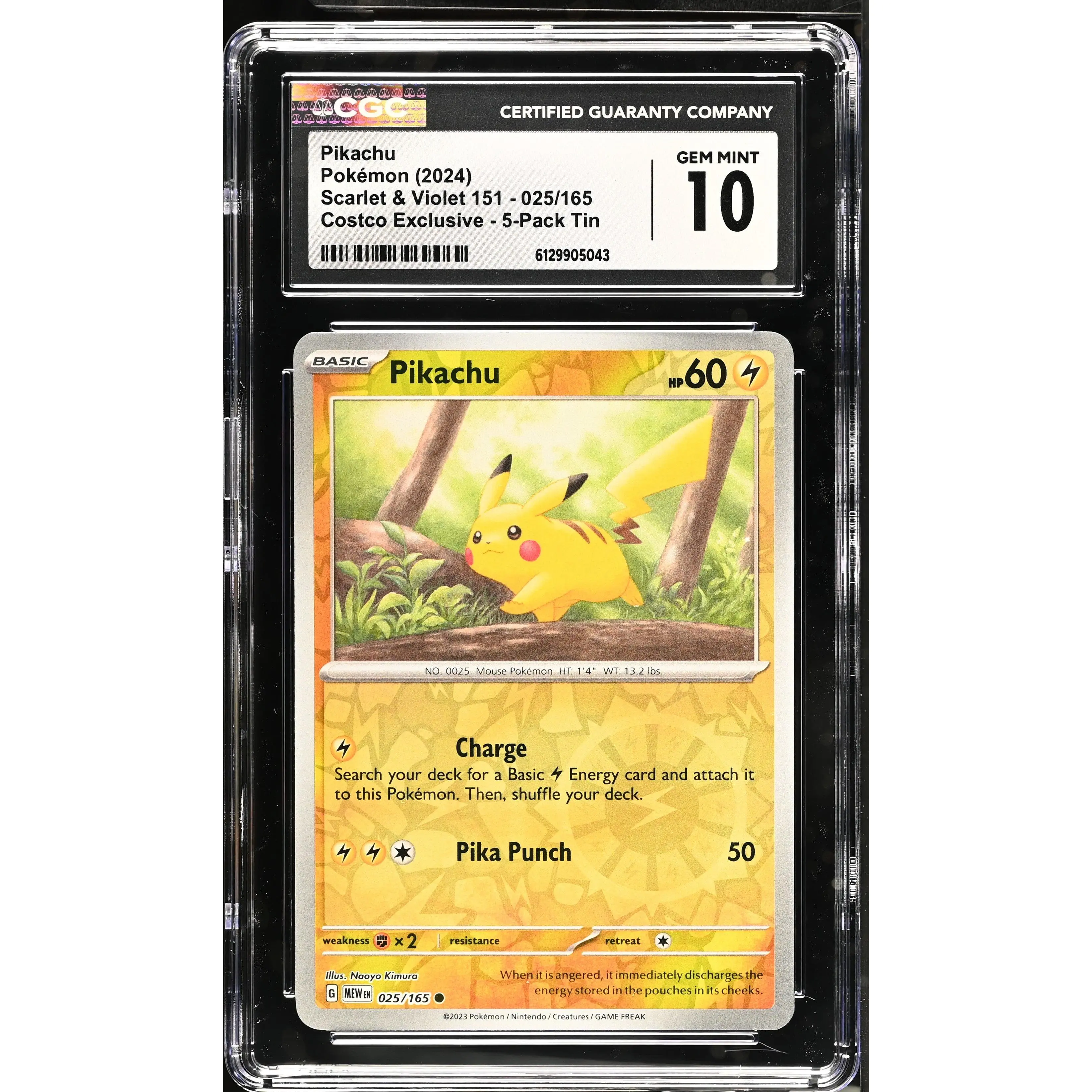 Pikachu #025/165 Costco Exclusive 5-Pack Tin — Scarlet & Violet 151 CGC 10 Gem Mint