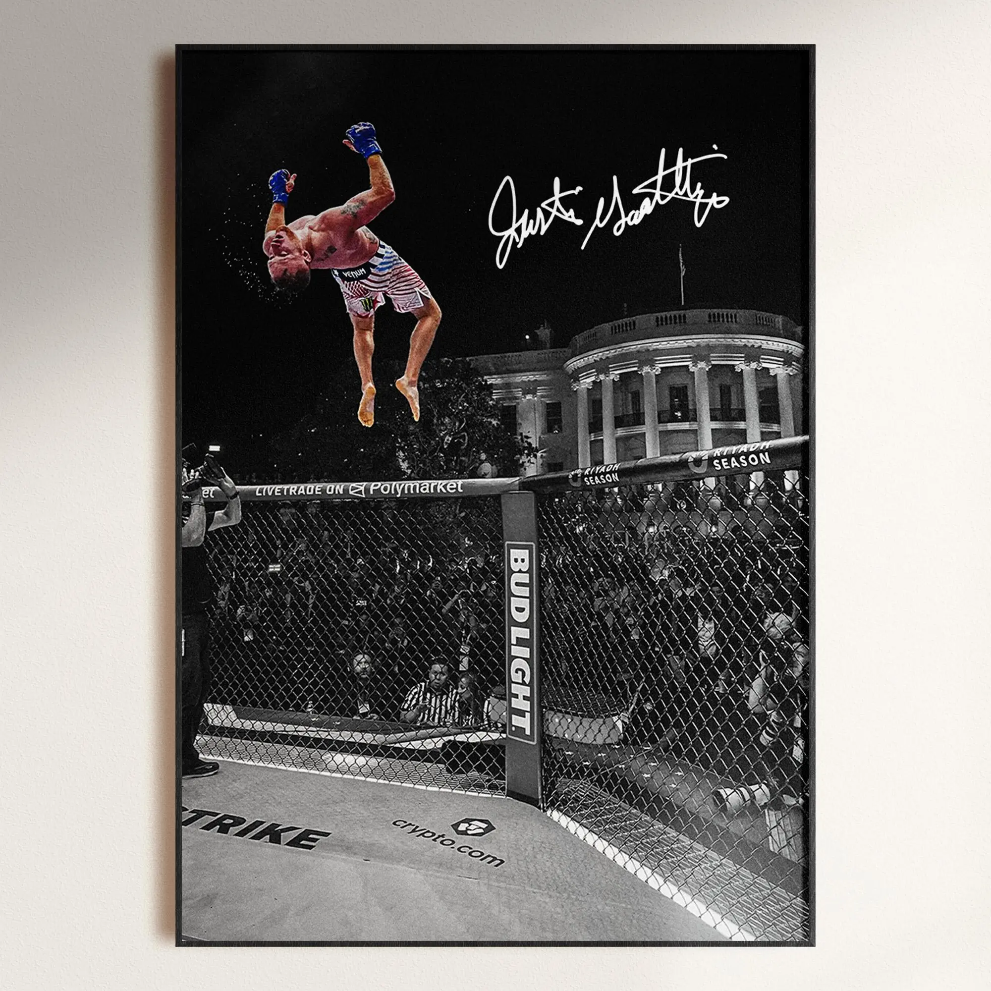 Justin Gaethje Poster, Iconic White House Backflip Poster, UFC Freedom 250, Signed MMA Poster, MMA Fan Gift,