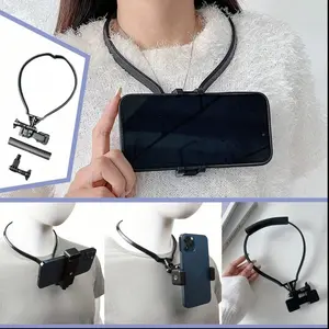 Neck Strap Phone Holder, Quick Switch Horizontal Vertical Shooting, Lazy Camera Stand, Silicone Universal Vlog Recording Accessory, Smartphone, Universal Compatibility