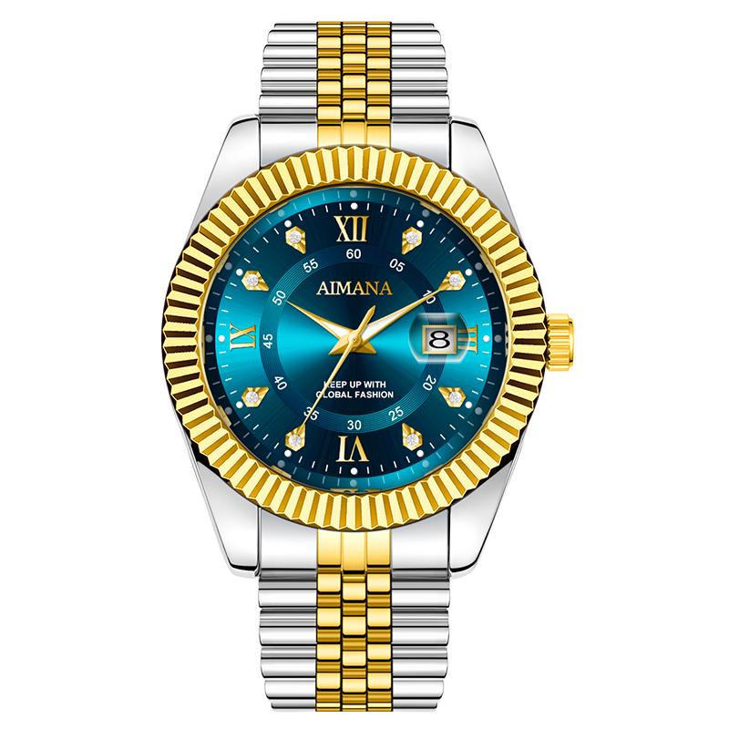 AIMANA  luxury business watch features an all-gold design, water- and scratch-resistant durability, and a precision-engineered movement that ensures smooth, accurate timekeeping—bringing out timeless elegance and undeniable confidence.