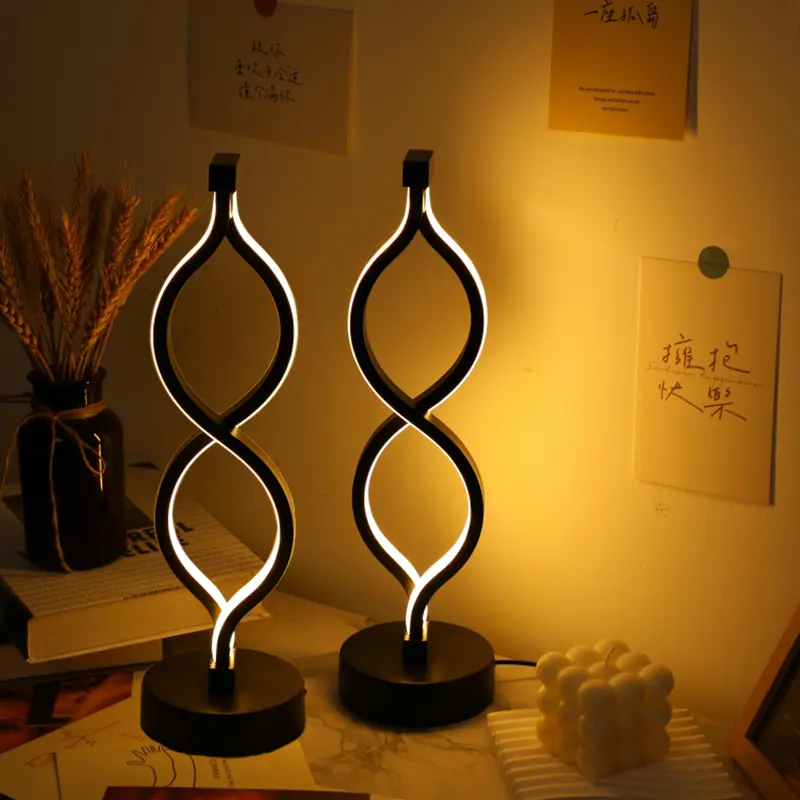 Modern Aesthetic Twisted Table Lamp - Minimalist LED Bedside Light for Room Decor