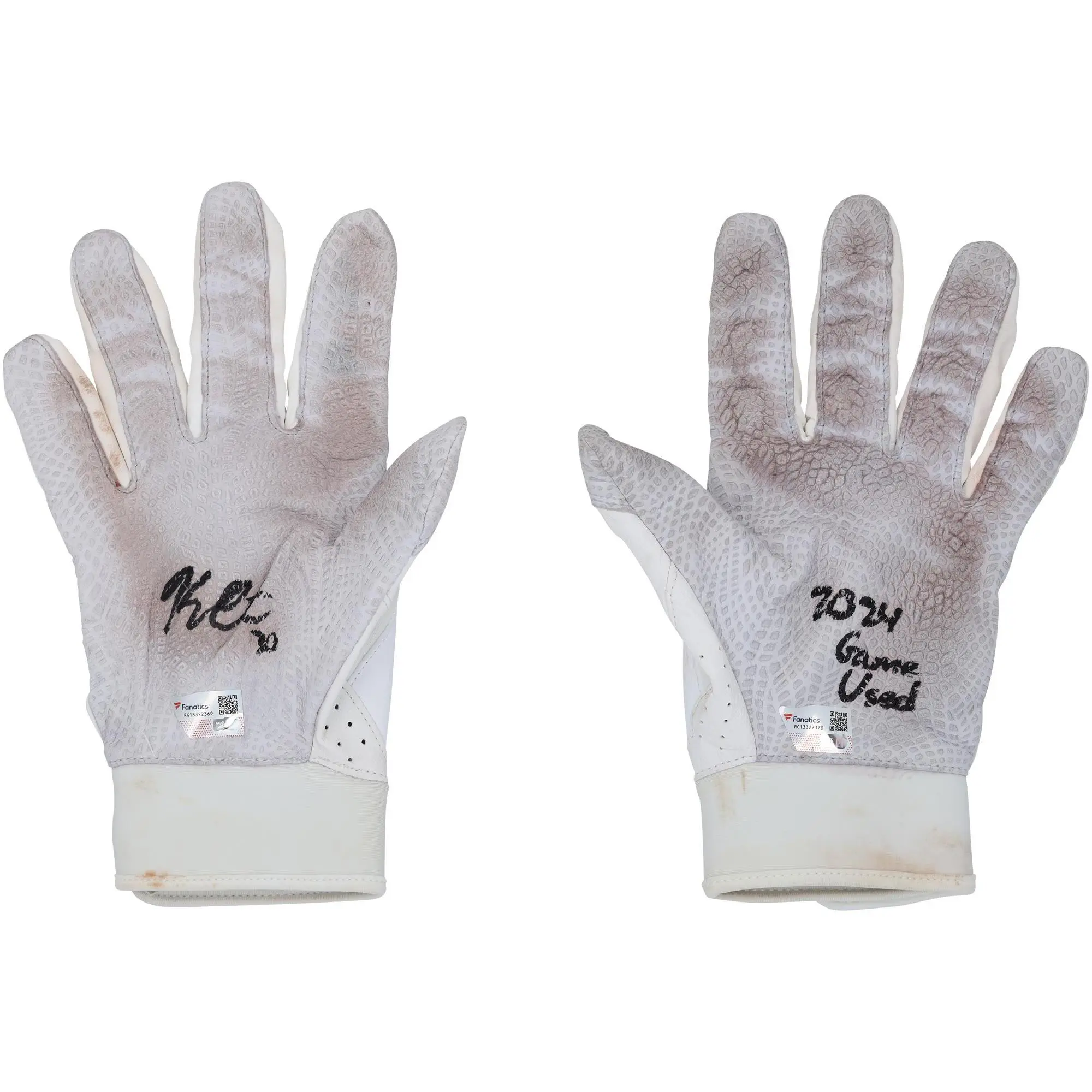 Kerry Carpenter Detroit Tigers Autographed Game-Used White Under Armour Batting Gloves from the 2024 MLB Season with "Game Used" Inscription - RG13322369-70 - Fanatics Authentic Certified