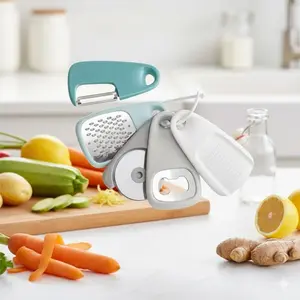 Portable Multifunctional Camping Kitchen Tool Set - Handy Set Utensils Stainless Steel Foldable Cooking Gear with Cheese Grater, Pizza Cutter, Bottle Opener, Peeler, Garlic Ginger Grinder for Outdoor Picnic Hiking Travel