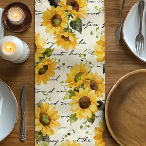 Sunflower Print Table Runner, Farmhouse Style Warm Design, Perfect for Thanksgiving & Mother's Day, Suitable for Parties, Coffee Tables, Home Decor