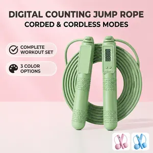 Digital Counting Jump Rope, Corded and Cordless Skipping Rope with Counter Display, Adjustable Rope for Indoor and Outdoor Daily Exercise