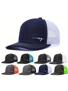 1pc Unisex Trucker Hat Letter Printing Mesh Back Snapback Mesh Baseball Cap Richardson Slightly Curved Brim Baseball Cap Adjustable Dad Hats Outdoor Mesh Breathable Sun Hat Gift for Men Women