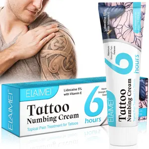 Elaimei Tattoo Numbing Cream 60ML, Pain Relief Topical Anesthetic Gel, Professional Grade Tattoo Aftercare, Fast Acting Formula, for Men
