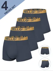 Men's Bamboo Fiber Underwear Set S-4xl, Loose-Fit Comfortable Soft Fabric, Preppy Style All Season Wear, Daily Casual Use
