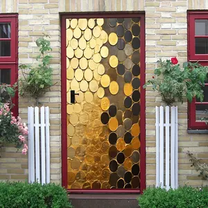 European Retro Circular Sequin Wall Stickers Living Room Entrance Decor Self Adhesive Wallpaper Gold Black Mosaic Art Stickers Waterproof Removable Background Wall Decals Holiday Party Wall Decor Sticker