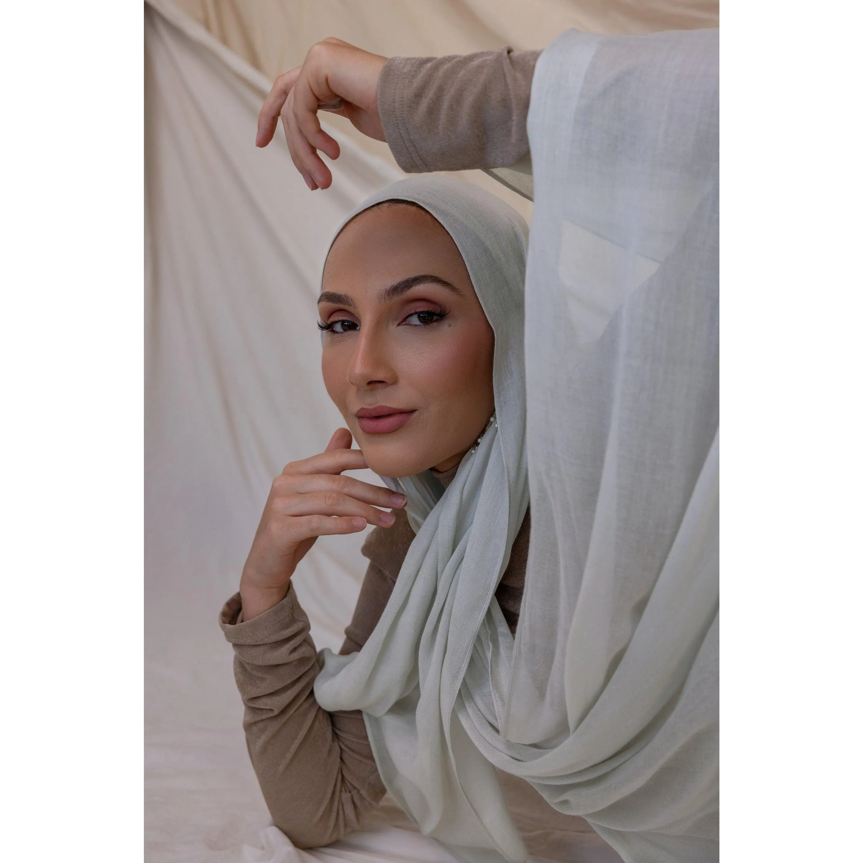 VELA Silver Gray Solid Modal Hijab, Women's Modest Fashion Square Head Scarf, Lightweight Custom Woven and Dyed Breathable Hijab, Hand Wash Only, Fine And Soft, All Seasons