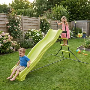 2.2M Kids Plastic Slide Indoor Freestanding Playground Equipment Children Plastic Slide Kids Indoor Slide Green