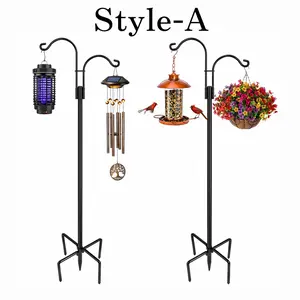 XDW-GIFTS 2-Pack Heavy-Duty Double Shepherds Hooks - 108in,92in,76in,60in Multi-Use Poles with 5-Prong Secure Base for Hanging Bird Feeders, Plant Baskets, Garden Decor, Garden Accessories, Yard Decor, Backyard Decor
