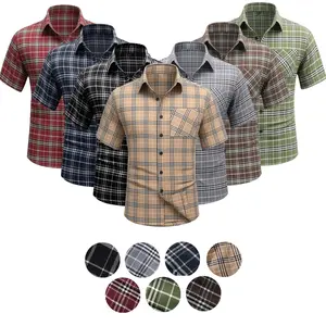 Men's Short Sleeve Plaid Shirts - Casual Button Down Shirts with Classic Check Pattern, 70% Polyester 30% Cotton Blend Wrinkle-Resistant Summer Shirts for Business & Leisure (S-3XL)