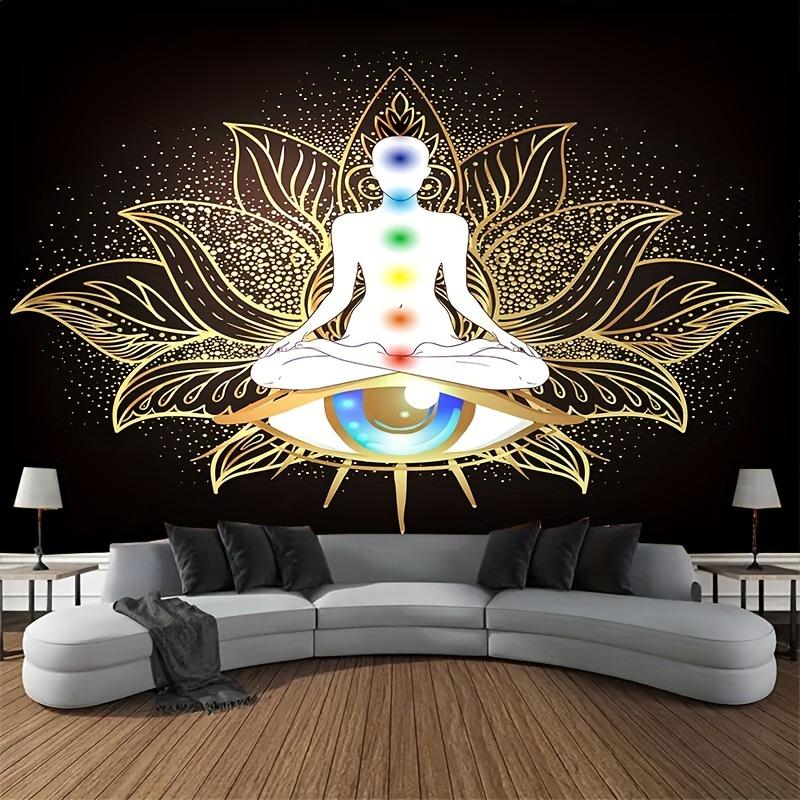for Lotus & Meditation Portrait Tapestry - Soft Brushed Fabric Wall Hanging for Living Room, Bedroom, Dorm Decor, Zen Home Decor