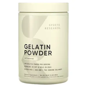 Sports Research Gelatin Powder, Unflavored, 1 lb (454 g)