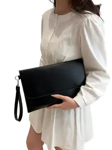 Women's PU Oversized Envelope Clutch Bag, Multi-Layer Wristlet Purse, Office Evening Party Daily Use, Fashionable Handbag, Multiple Colors, Handheld Bag Purse