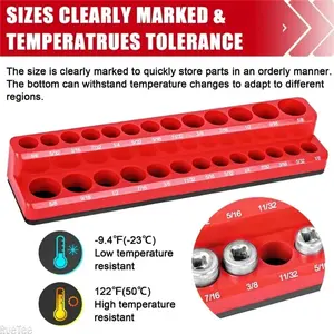 Drive Socket Holder Holds 68 Sockets 3Pcs Magnetic Socket Organizer Set Metric Sockets Tray Sets for 1/4" 3/8" and 1/2" Sizes