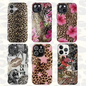 Protective Case for iPhone16/15/14/13/12/11 17 promax Case, leopard print design  Anti-Fall, Slim Design, with Camera Lens Protector,Aesthetic,Perfect Gift