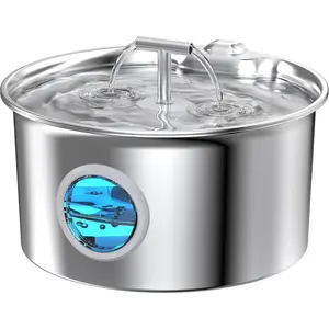 Water Fountain Stainless Steel: 2.6L  Fountain for Drinking - Pet Water Fountain for Cats Indoor - Automatic Pet Water Dispenser Bowl -  Auto Feeding Supplies  for Small  Large Kitty