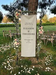 Elegant Wedding Welcome Sign, Personalized Linen Banner, Custom Wedding Entrance Banner