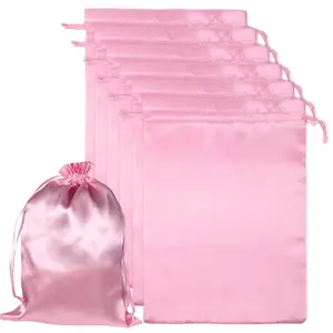 6 count  Wig Bags with Satin Drawstring, Silk Wig Storage Bags for Wigs Extension Bundle