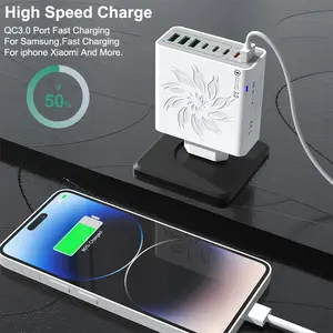 Fast Charging 4USB 4Type C Charger QC 3.0 Quick Charge Wall Adapter For IPhone 16 15, For Xiaomi, For Samsung US Plug