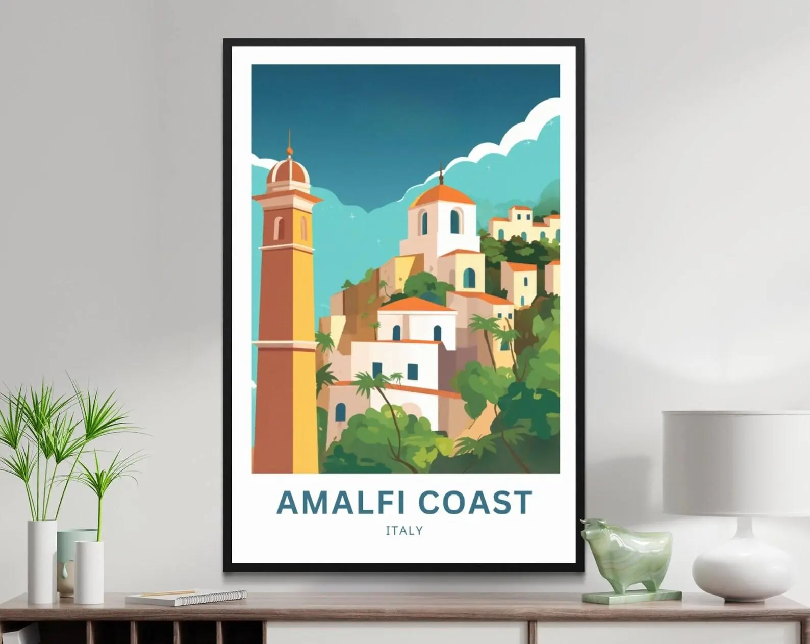 Amalfi Coast Travel Print Positano Poster Wall Art Framed Present Gift The Italian Engagement