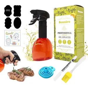 8oz Oil Sprayer for Olive Oil, Canola, Salad, Baking, Frying, BBQ. Lightweight Bottle with Nozzle, Ideal Kitchen Utensil for Indoor Use