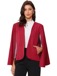 INSPIRE CHIC Cape Sleeve Blazer Business Work Open Front Casual Jacket Coat