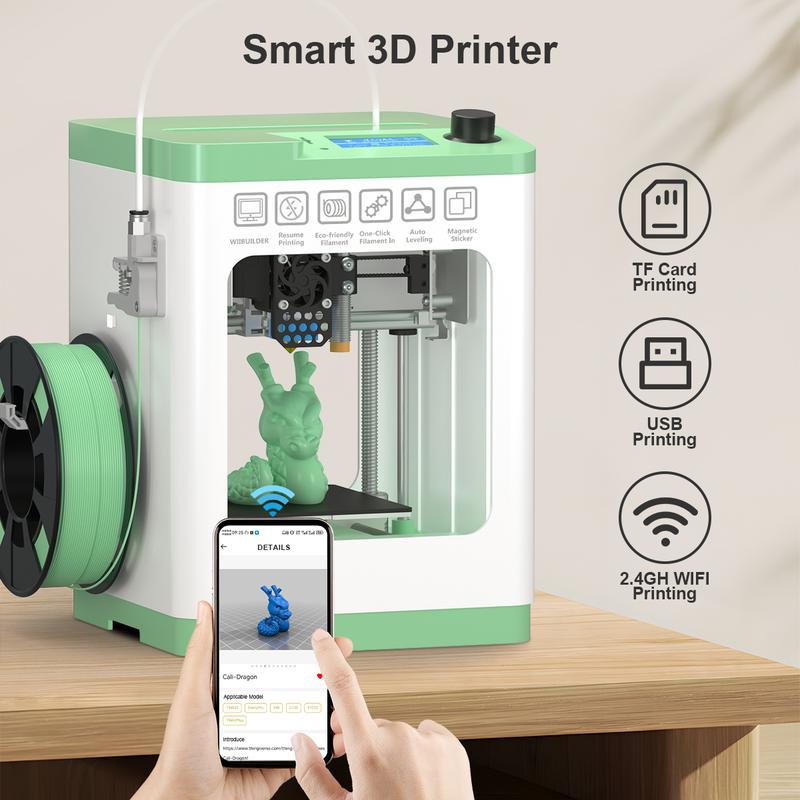 Mini 3D Printer for Kids and Beginners,Huge Toy Library,Tina2S 3D Printer with WiFi Cloud Printing, Fully Assembled and High Precision Printer with Smart Control and Heated Spring Steel Build Plate ,Wireless,Children's creative toys DIY
