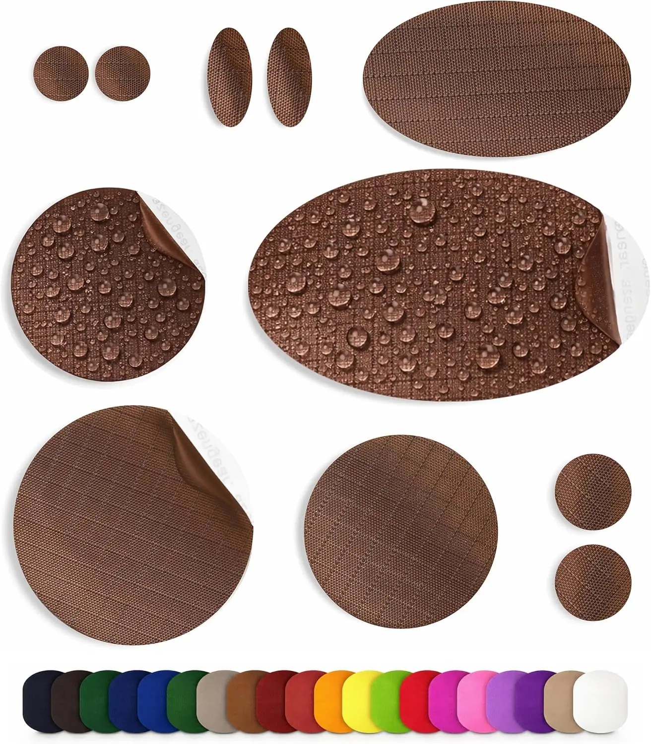 11-Piece Waterproof Self-Adhesive Polyester Circle Patches (Brown/Dusty Rose) - Tear-, Cold-, Heat-Resistant Adhesive Tape for Quick DIY Repairs on Jackets Bags, Nylon Leather Items, Down Puffer Coats, Self Adhesive Tape, Heat Resistant Gloves