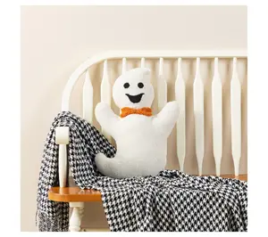 Glitzhome 17"H Halloween Happy Ghost Hooked Pillow