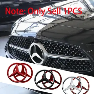 1Pcs ABS 21cm/18.8cm Mercedes Benz Logo Emblem Car Front Grille Badge Cover Sticker Decals Decoration Auto Accessories For Mercedes Benz AMG A C E S Class W203 W204 W205 W124 W210 W211 W212 W213 W176 W177 GLS GLE GLC GLA CLA CLE
