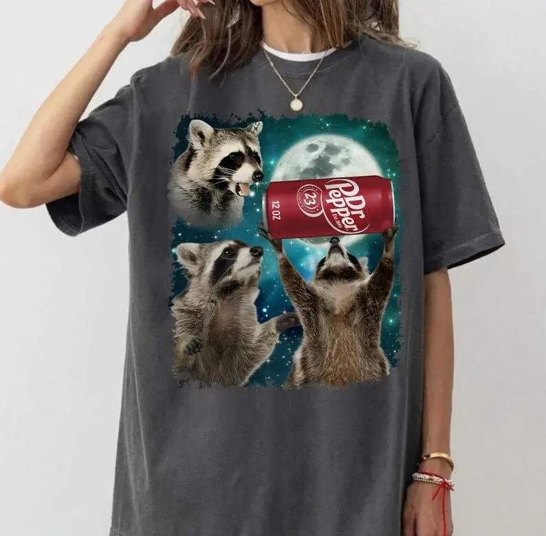 Three Raccoons Dr Pepper Vintage Graphic T-shirt, Funny Meme Dank Raccoons Shirt, Gifts For Men Women, Dank Humor Gift