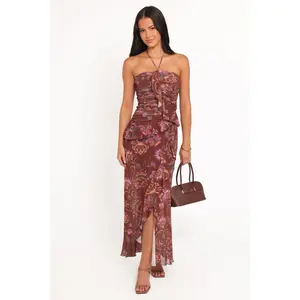 Sorbet Midi Dress - Brown Floral