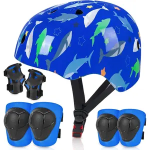 L-QE006  Kids Helmet Knee Pads for Kids Unicorn Knee and Elbow Pads Wrist Guards Adjustable Protective Gear Set for Girls Boys Sports Skateboard Inline Skating Scooter