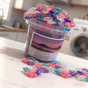 Five-In-One Laundry Pods Concentrated Perfume Type, Softening Fabric Stain Removal, Long-Lasting Fragrance, Large Bucket Pack